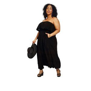 torrid Black Strapless Ruffle-Overlay Maxi Dress
